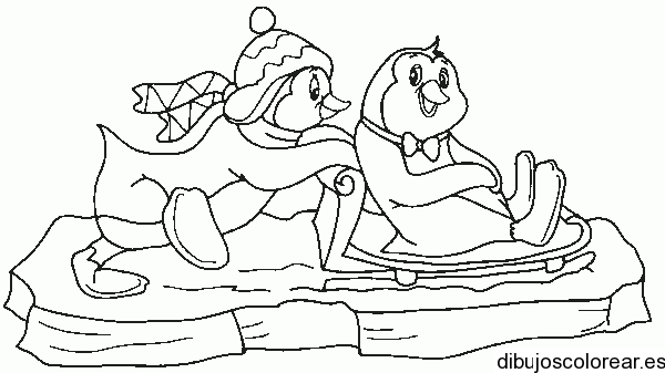 Dibujo de Pinguinos de esquí | Dibujos para Colorear Dibujo de Pinguinos de esquí | Dibujos para Colorear