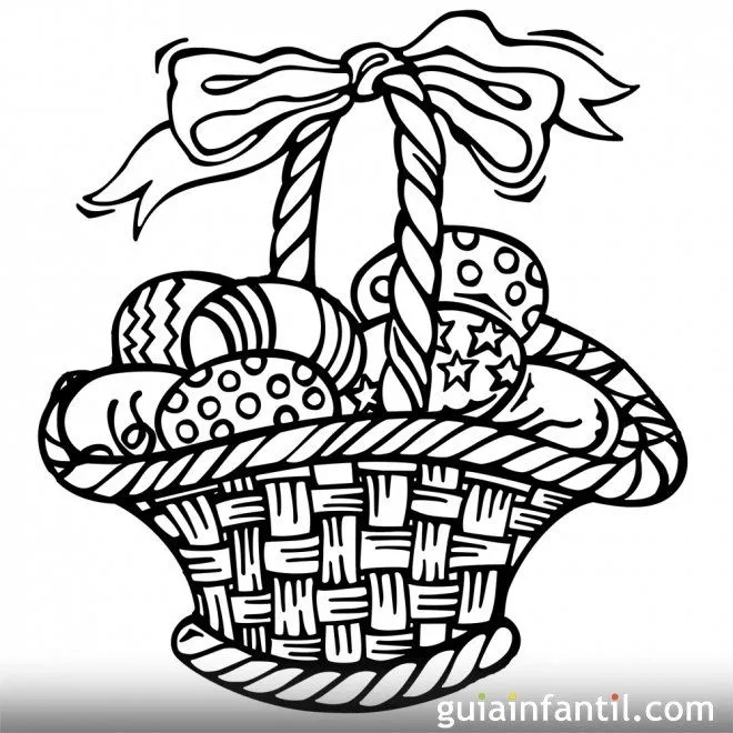 Dibujo para pintar de una cesta de huevos de Pascua - Cestas de ... Dibujo para pintar de una cesta de huevos de Pascua - Cestas de ...