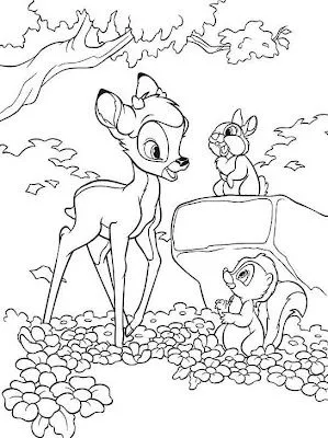 Dibujo para pintar o colorear de bambi y tambor. Dibujo para pintar o colorear de bambi y tambor.