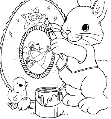 Dibujo para pintar de un conejo de pascua y un pollito. Dibujo para pintar de un conejo de pascua y un pollito.