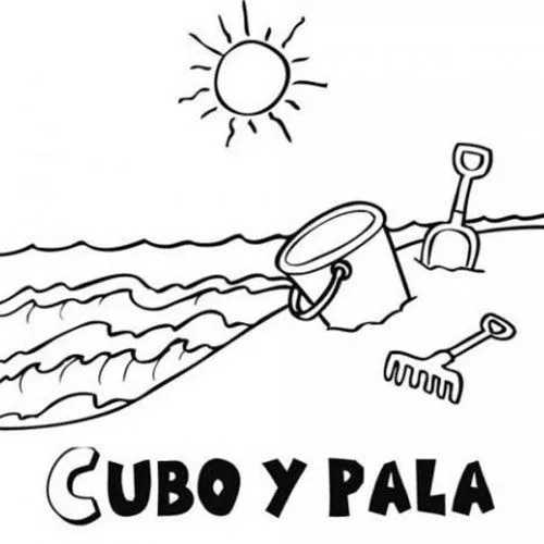 Dibujo para pintar de cubo y pala - Dibujos para colorear de la playa