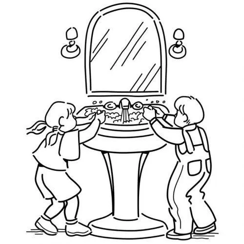 Dibujo para pintar de niños lavándose los dientes - Dibujos para ... Dibujo para pintar de niños lavándose los dientes - Dibujos para ...