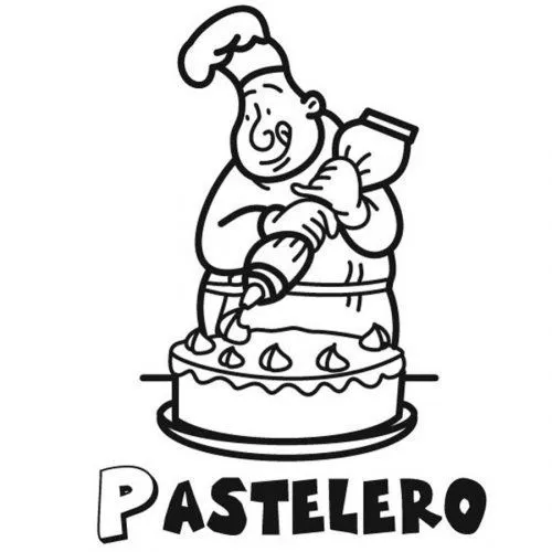 Dibujo para pintar de un pastelero - Dibujos para colorear de ...