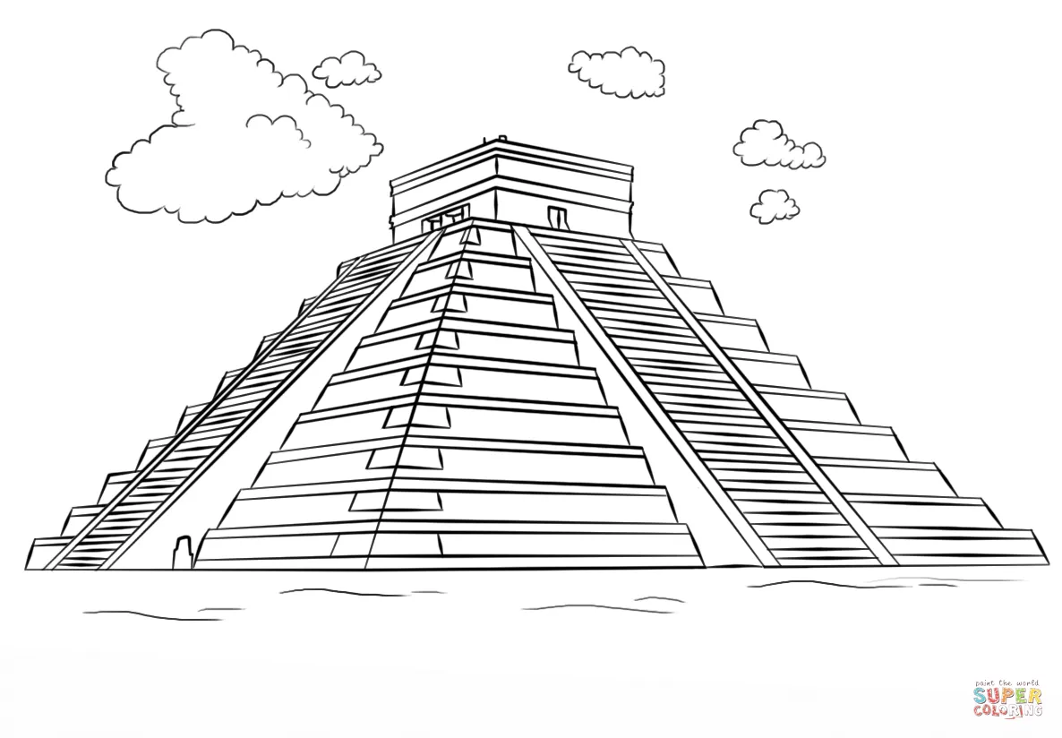 Dibujo de Pirámide Masya - Chichen Itza para colorear | Dibujos ...