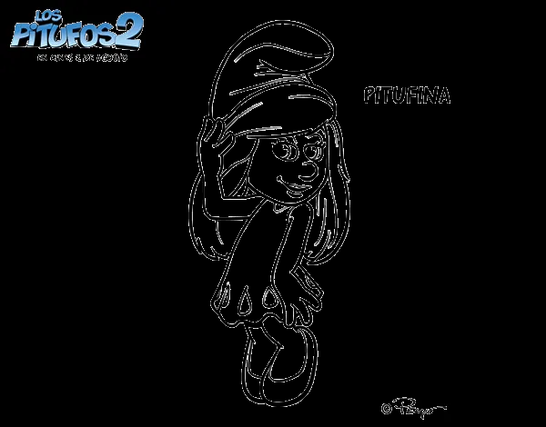 Dibujo de Pitufina para Colorear - Dibujos.net Dibujo de Pitufina para Colorear - Dibujos.net