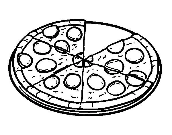 Dibujo de Pizza de pepperoni para Colorear - Dibujos.net Dibujo de Pizza de pepperoni para Colorear - Dibujos.net