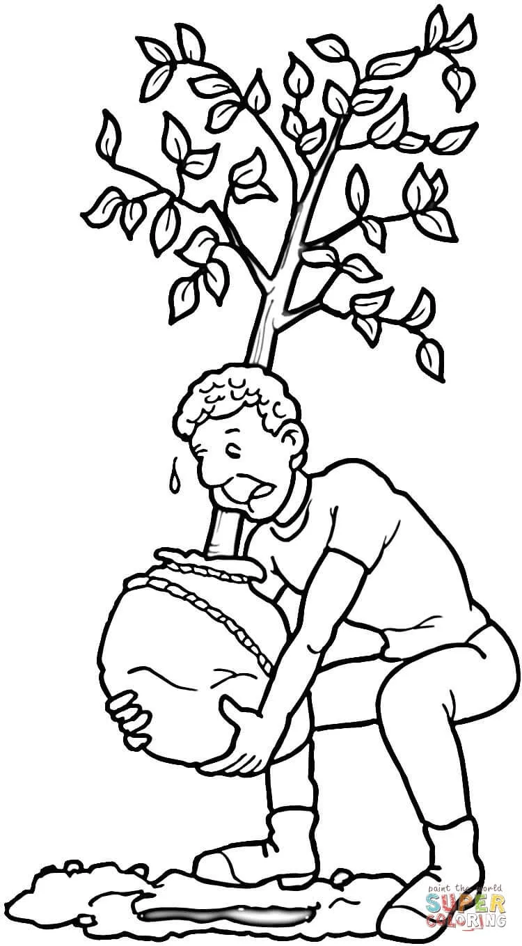 Dibujo de Plantar un Árbol para colorear | Dibujos para colorear imprimir gratis Dibujo de Plantar un Árbol para colorear | Dibujos para colorear imprimir gratis