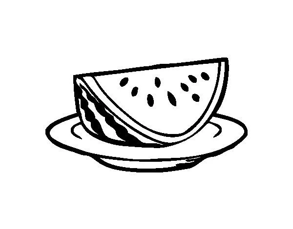 Dibujo de Plato de sandía para Colorear - Dibujos.net Dibujo de Plato de sandía para Colorear - Dibujos.net