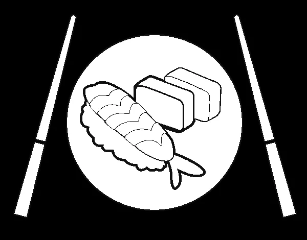 Dibujo de Plato de Sushi para Colorear - Dibujos.net Dibujo de Plato de Sushi para Colorear - Dibujos.net