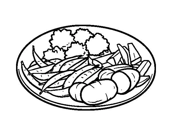 Dibujo de Plato de verduras para Colorear - Dibujos.net