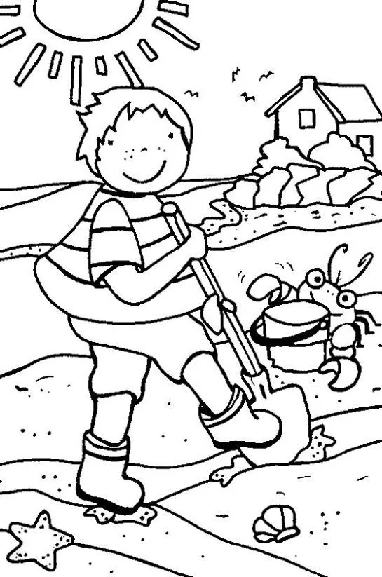 Dibujo de Playa en verano para colorear. Dibujos infantiles de ... Dibujo de Playa en verano para colorear. Dibujos infantiles de ...