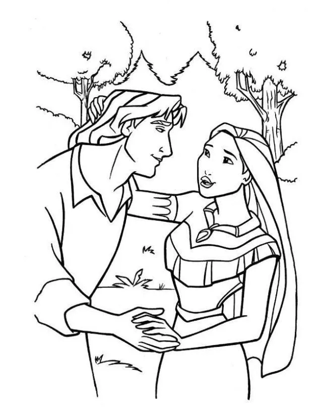 Dibujo de Pocahontas y su príncipe para colorear. Dibujos ... Dibujo de Pocahontas y su príncipe para colorear. Dibujos ...