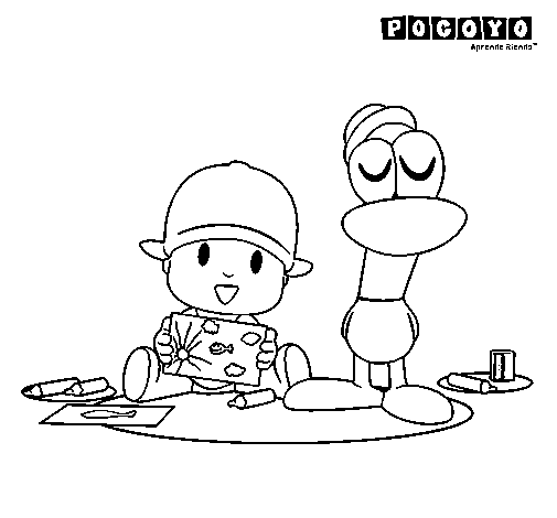 Dibujo de Pocoyó y Pato para Colorear - Dibujos.net