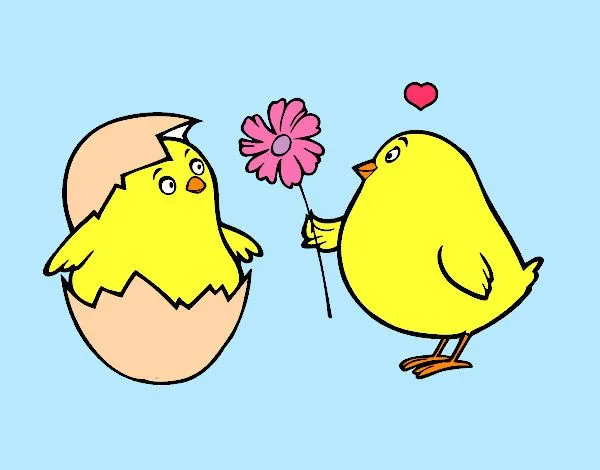 Dibujo de Pollitos enamorados pintado por Pao862 en Dibujos.net el ...