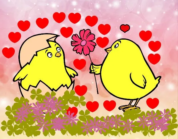 Dibujo de Pollitos enamorados pintado por Sinaiv en Dibujos.net el ...