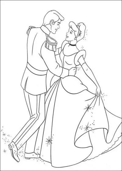 Dibujo de La princesa Cenicienta bailando. Dibujo para colorear de La ...