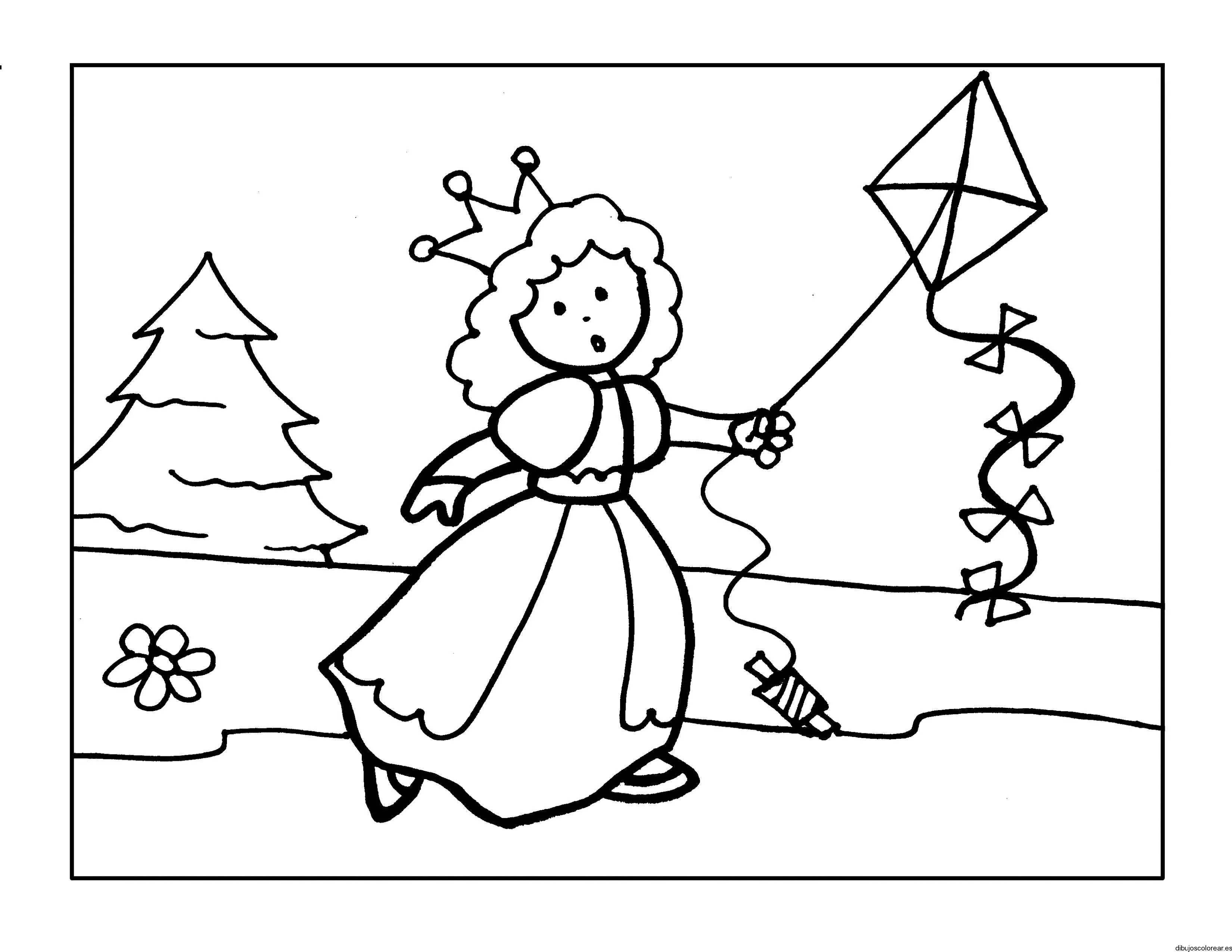 Dibujo de una princesa con un cometa | Dibujos para Colorear