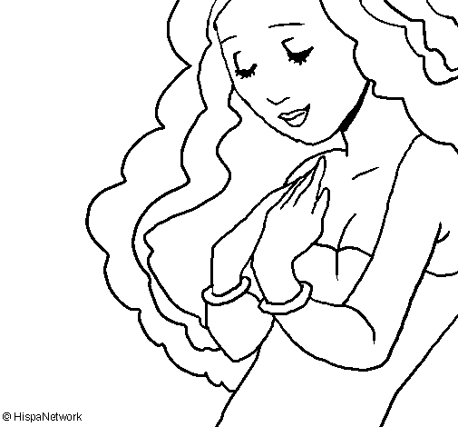 Dibujo de Princesa con los ojos cerrados para Colorear - Dibujos.net Dibujo de Princesa con los ojos cerrados para Colorear - Dibujos.net