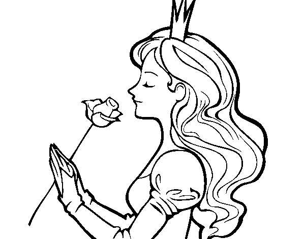 Dibujo de Princesa y rosa para Colorear - Dibujos.net