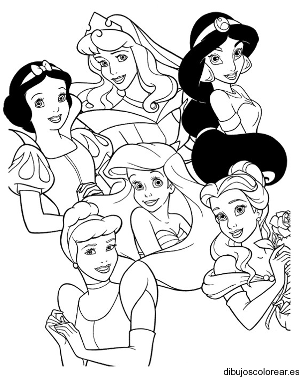 Dibujo de las princesas de Disney juntas | Dibujos para Colorear Dibujo de las princesas de Disney juntas | Dibujos para Colorear