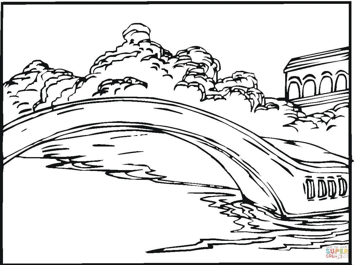Dibujo de Puente en el Lago para colorear | Dibujos para colorear imprimir gratis Dibujo de Puente en el Lago para colorear | Dibujos para colorear imprimir gratis