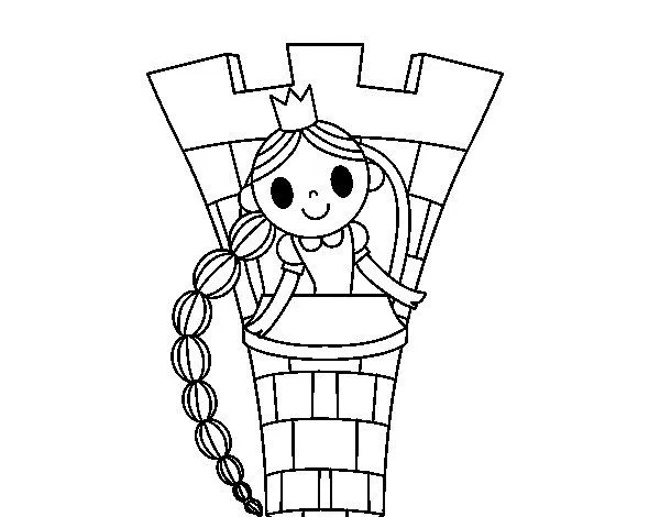 Dibujo de Rapunzel en la torre para Colorear - Dibujos.net Dibujo de Rapunzel en la torre para Colorear - Dibujos.net