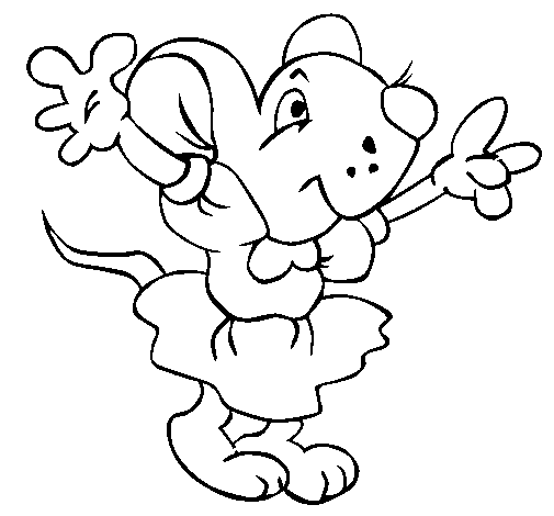 Dibujo de Rata con vestido para Colorear - Dibujos.net Dibujo de Rata con vestido para Colorear - Dibujos.net