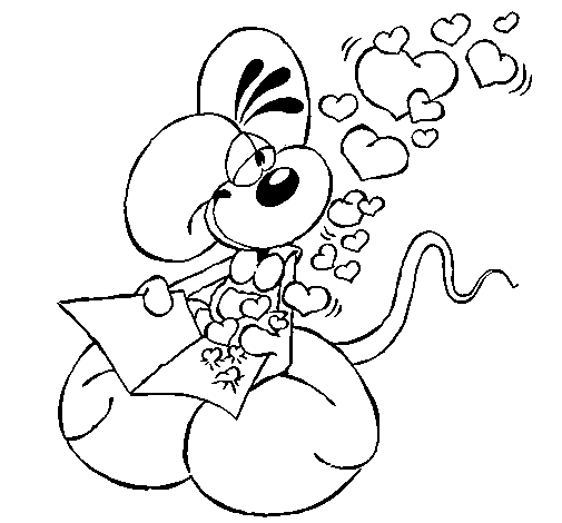 Dibujo de Ratón enamorado para Colorear - Dibujos.net Dibujo de Ratón enamorado para Colorear - Dibujos.net