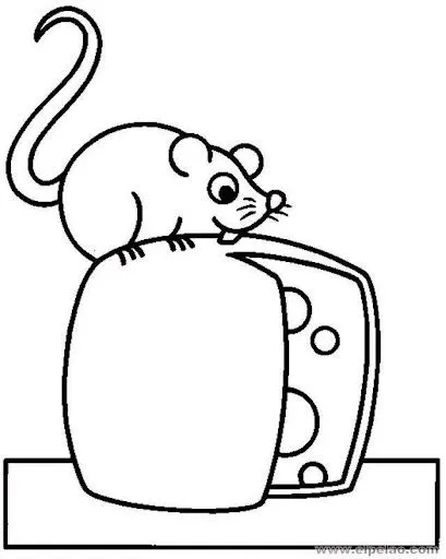 DIBUJO DE RATON CON QUESO