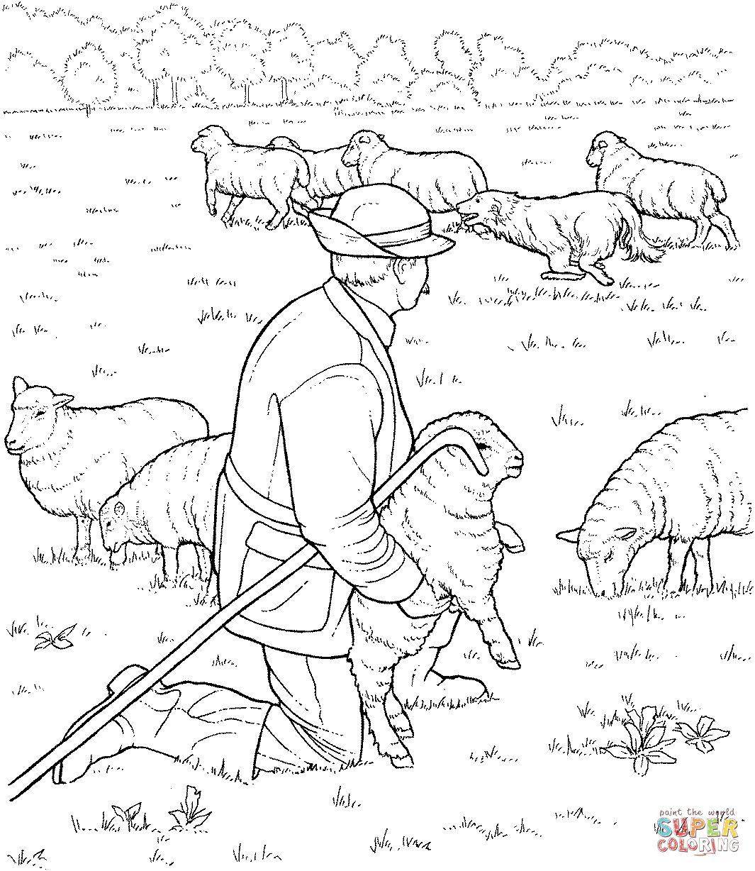 Dibujo de Rebaño y Pastor para colorear | Dibujos para colorear ... Dibujo de Rebaño y Pastor para colorear | Dibujos para colorear ...