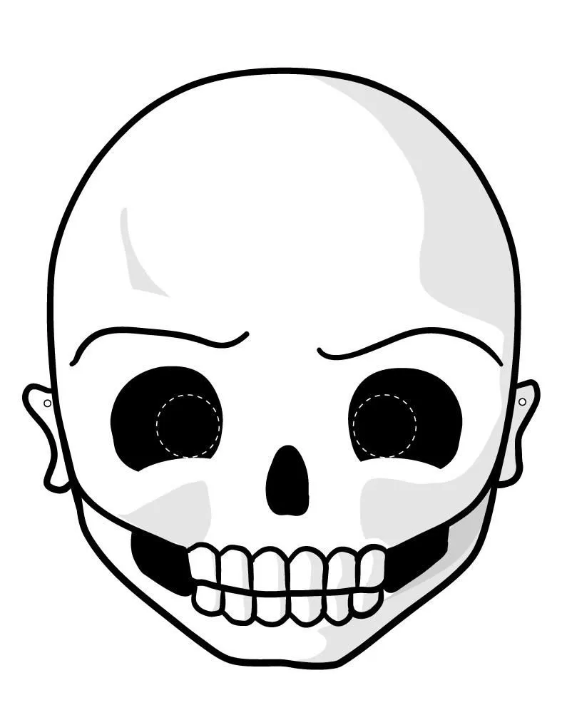 Dibujo recortable Máscara de calavera, Halloween ,colorear y recortar Dibujo recortable Máscara de calavera, Halloween ,colorear y recortar