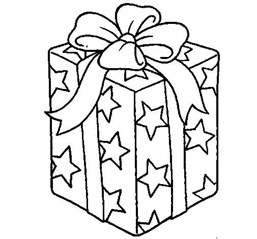 Dibujo de Regalo envuelto en papel de estrellas para Colorear ... Dibujo de Regalo envuelto en papel de estrellas para Colorear ...