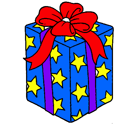 Dibujo de Regalo envuelto en papel de estrellas pintado por Regalo ...