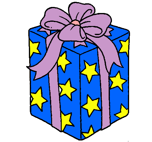 Dibujo de Regalo envuelto en papel de estrellas pintado por Mcaa ... Dibujo de Regalo envuelto en papel de estrellas pintado por Mcaa ...