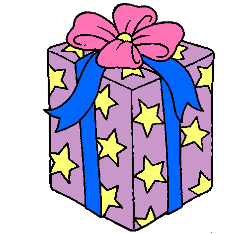 Dibujo de Regalo envuelto en papel de estrellas pintado por ... Dibujo de Regalo envuelto en papel de estrellas pintado por ...