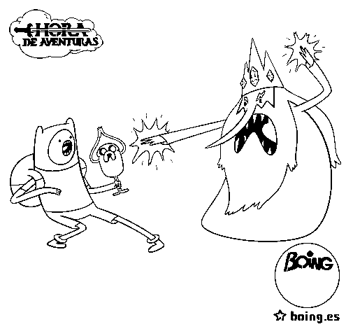 Dibujo de Rey Hielo contra Finn para Colorear - Dibujos.net Dibujo de Rey Hielo contra Finn para Colorear - Dibujos.net