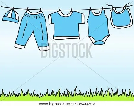 Vectores y fotos en stock de Ropa de bebé niño en tendedero ...