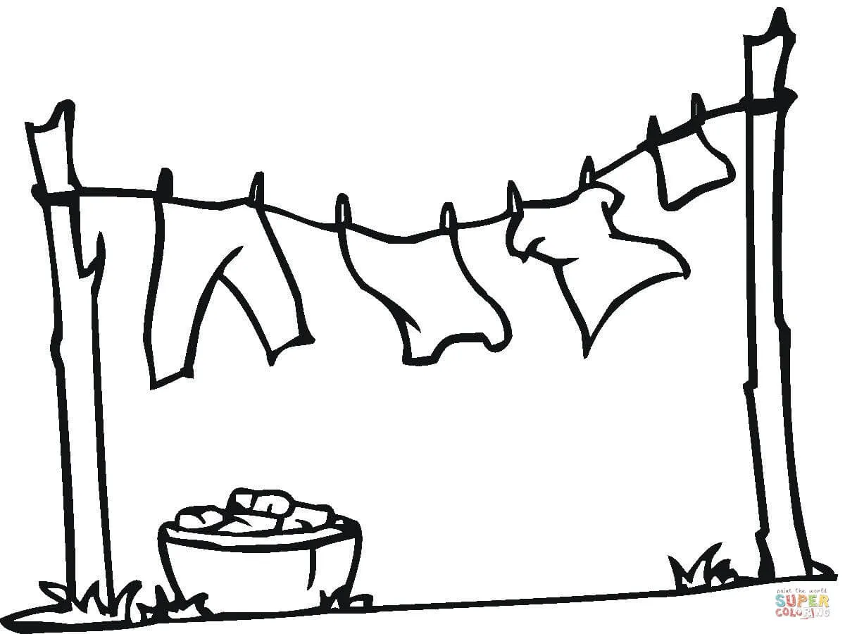 Dibujo de Ropa Secándose al sol para colorear | Dibujos para ... Dibujo de Ropa Secándose al sol para colorear | Dibujos para ...