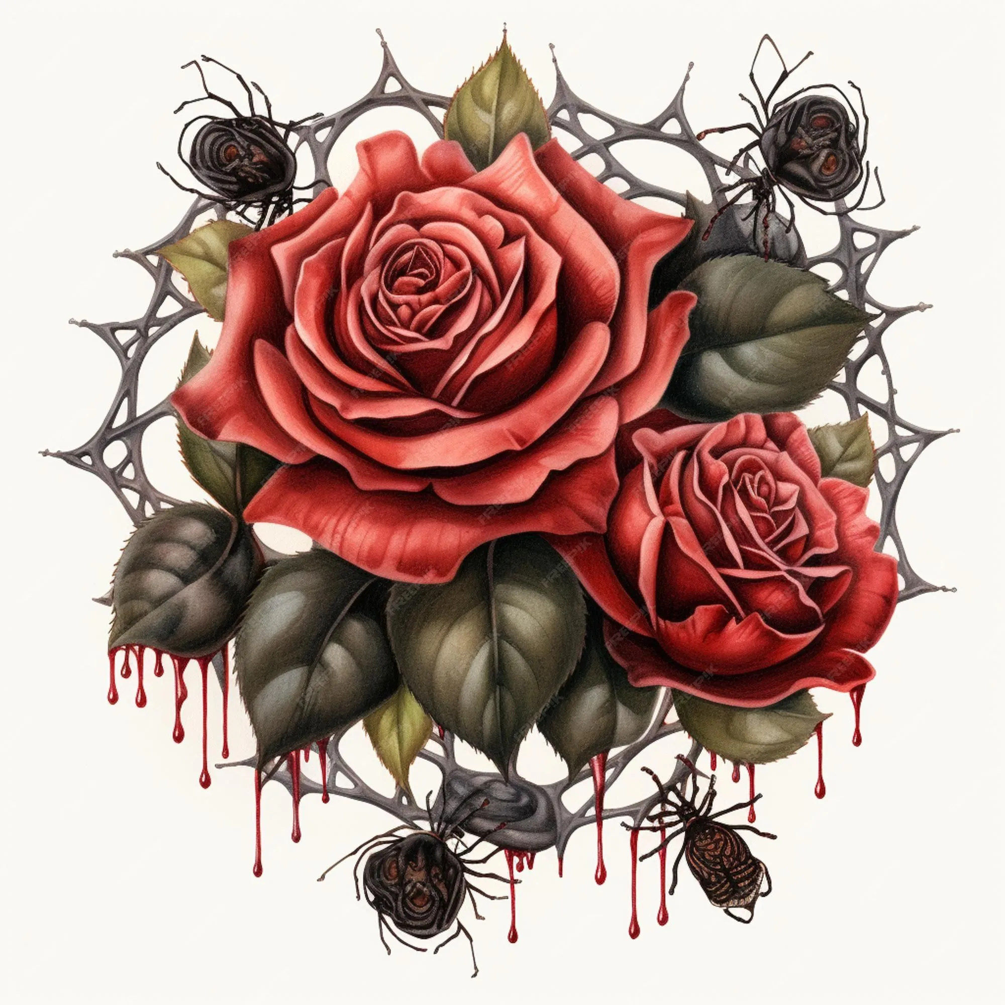 Hay un dibujo de una rosa con una corona de espinas generativa ai | Foto  Premium