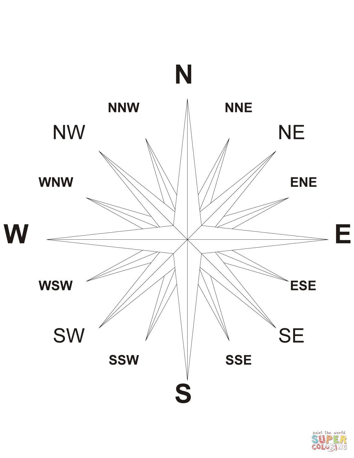 Dibujo de Rosa de los vientos de 16 puntos para colorear | Dibujos para  colorear imprimir gratis