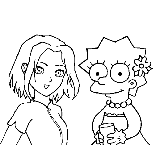 Dibujo de Sakura y Lisa para Colorear - Dibujos.net Dibujo de Sakura y Lisa para Colorear - Dibujos.net