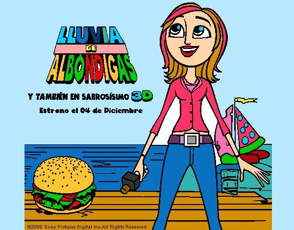 Dibujo de sam reportaje lluvia de hamburguesas pintado por ...
