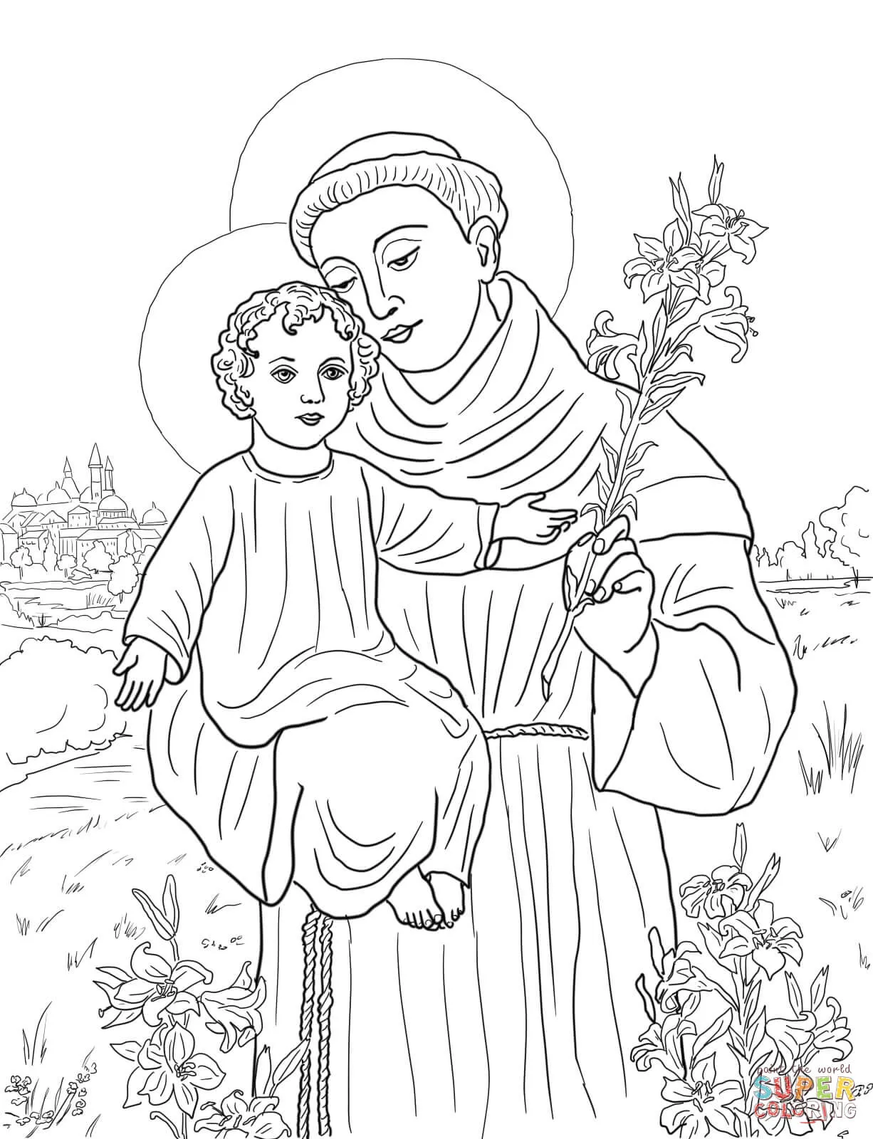 Dibujo de San Antonio de Padua para colorear | Dibujos para colorear imprimir gratis Dibujo de San Antonio de Padua para colorear | Dibujos para colorear imprimir gratis