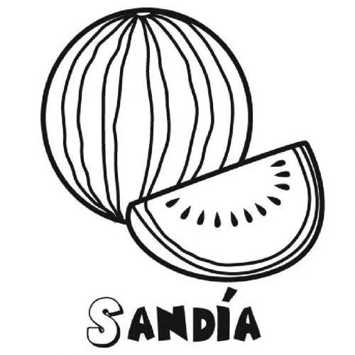 Dibujo de una sandía para colorear - Dibujos para colorear de frutas Dibujo de una sandía para colorear - Dibujos para colorear de frutas