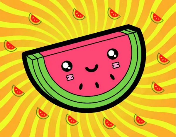 Dibujo de sandia kawaii pintado por Jazminjaz en Dibujos.net el ...