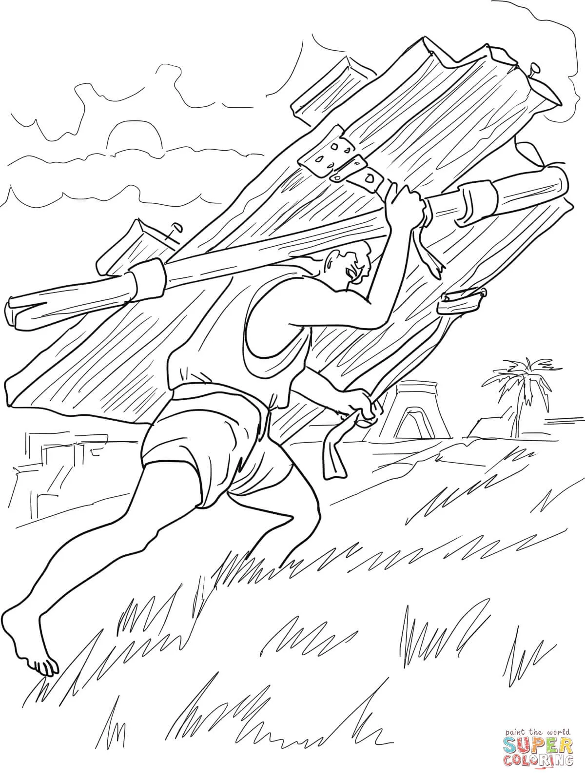 Dibujo de Sansón carga las puertas de Gaza para colorear | Dibujos para colorear imprimir gratis Dibujo de Sansón carga las puertas de Gaza para colorear | Dibujos para colorear imprimir gratis