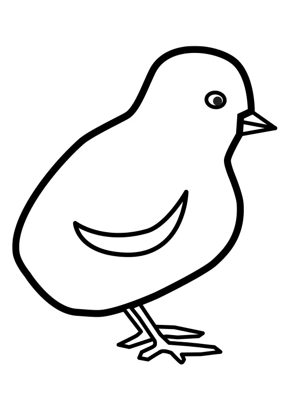 Dibujo sencillo y fácil de la silueta de un pollito Dibujo sencillo y fácil de la silueta de un pollito