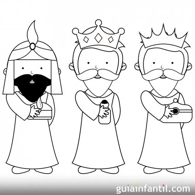 Dibujo sencillo de los Reyes Magos para pintar Dibujo sencillo de los Reyes Magos para pintar