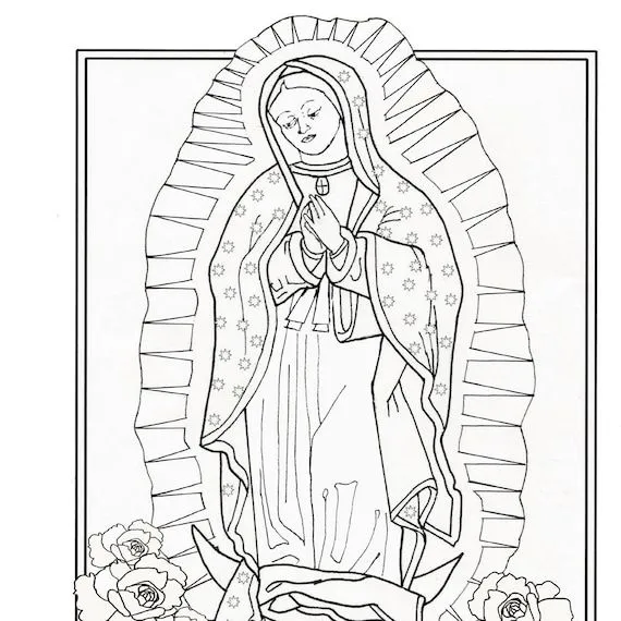 Dibujo de Nuestra Señora de Guadalupe Dibujo para colorear - Etsy México Dibujo de Nuestra Señora de Guadalupe Dibujo para colorear - Etsy México