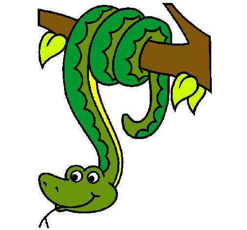 Dibujo de Serpiente colgada de un árbol pintado por Paco en ...